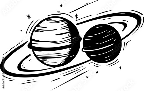 Astronomical dance of saturn and its moon outer space digital cosmic environment planetary view celestial concept