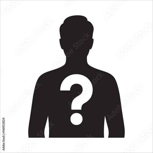 Anonymous person silhouette with question mark mystery identity concept.