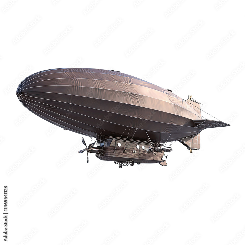 Obraz premium Vintage Airship Zeppelin Majestic Flight Through