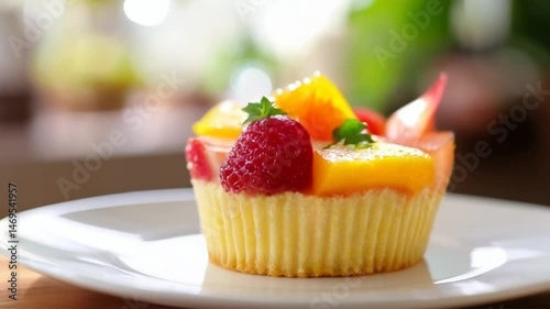 Close-Up of a Fruity Dessert on a Plate - Perfect for Food Content