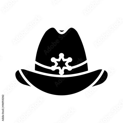 Cartoon Cowboy Hat icon on white background