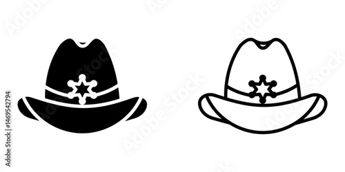 Cartoon Cowboy Hat icon on white background