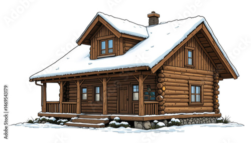 Winter retreat cozy wooden cabin amidst snowy landscape charming architecture tranquil environment inviting viewpoint embracing nature's beauty