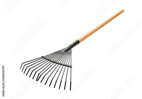 Leaf Rake Gardening Tool for Yard Work and Autumn Cleanup isolated on white background