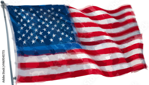 Celebration of freedom american flag waves proudly across the united states digital artwork bright colors emotional symbolism