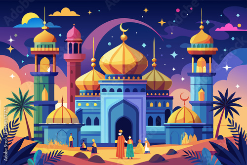 A mosque in the splendid night