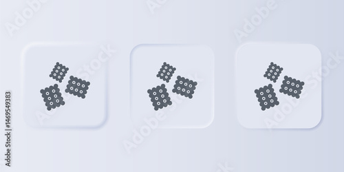 Grey Cracker biscuit icon isolated on grey background. Sweet cookie. Set icons in square buttons. Vector