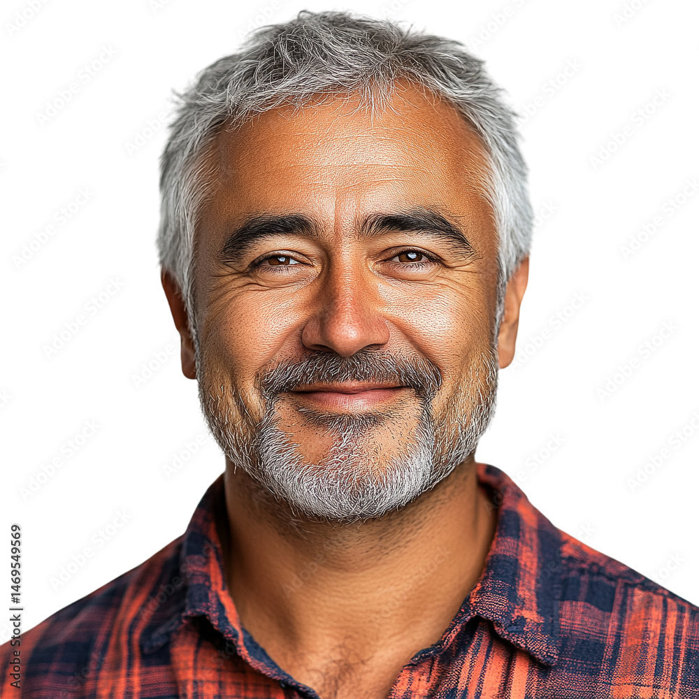 Fototapeta premium Elderly Man with White Beard and Hair on White Background