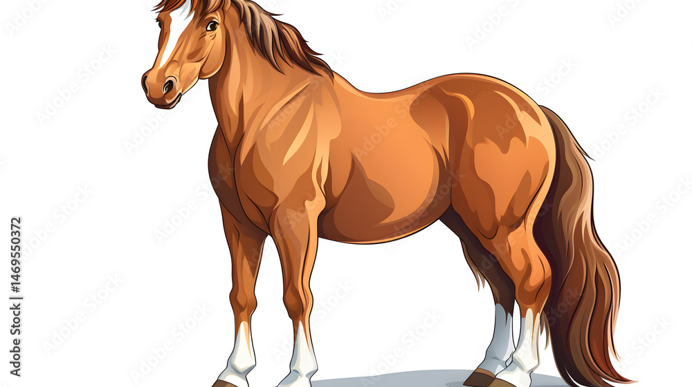 Fototapeta premium Adorable Horse Cartoon Sitting Vector Illustration for Children's Book Cover Design