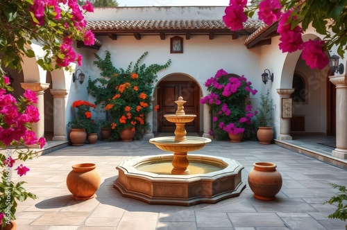 Traditional Mexican Hacienda Courtyard