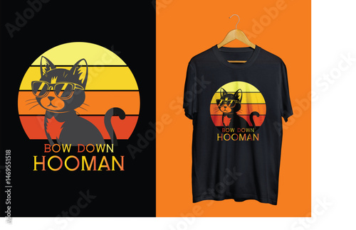 Funny Cat “Slow Down Hooman” T-Shirt with Sunset Background