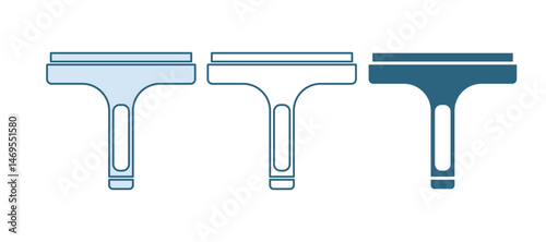 Blue Cleaning service with of rubber cleaner for windows icon isolated on white background. Squeegee, scraper, wiper. Vector