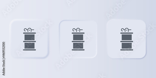 Grey Hand smoke grenade icon isolated on grey background. Bomb explosion. Set icons in square buttons. Vector