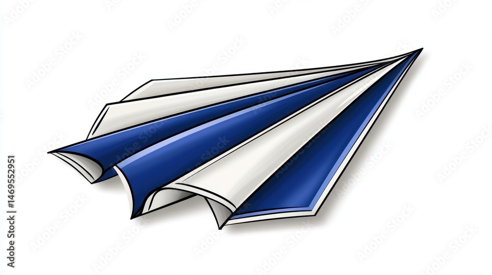 Fototapeta premium Stylized Paper Airplane Illustration with Blue and White Sections