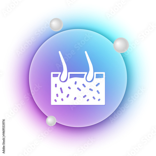 White Hair covering skin icon isolated on white background. Hair follicle. Blue and purple gradient circle background. Vector