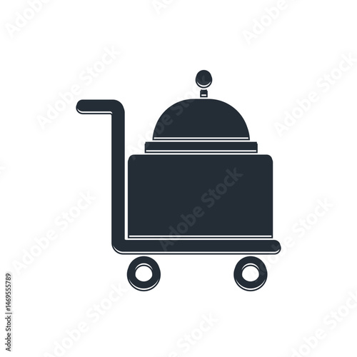 Black Covered with a tray of food icon isolated on white background. Tray and lid sign. Restaurant cloche with lid. Vector
