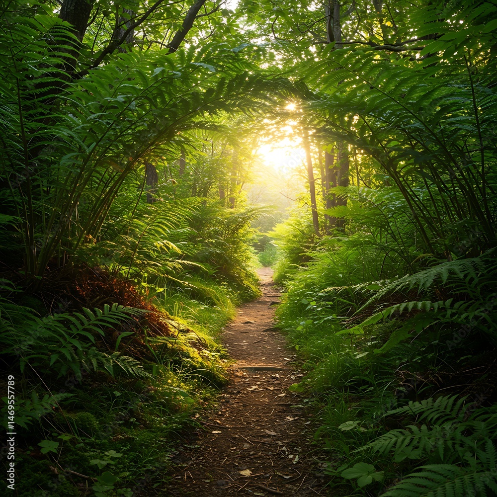 Fototapeta premium Golden Hour Path AI Generated