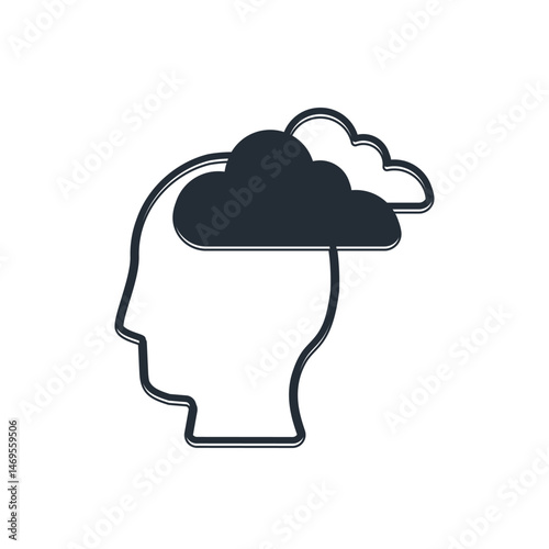 Black Man having headache, migraine icon isolated on white background. Vector