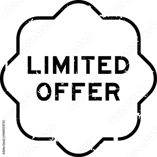 Grunge black limited offer word rubber seal stamp on white background