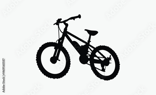 mountain bike silhouette, rugged cycle frame, thick tire outline, gear detail bicycle, black white bike, offroad bike shape, sporty bike design