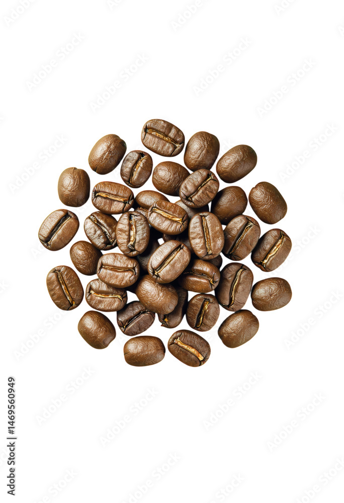 Naklejka premium Brown Coffee Beans, Isolated Transparent Background, Minimalist Design Element