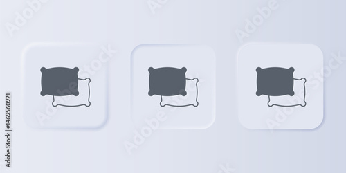 Grey Rectangular pillow icon isolated on grey background. Cushion sign. Set icons in square buttons. Vector