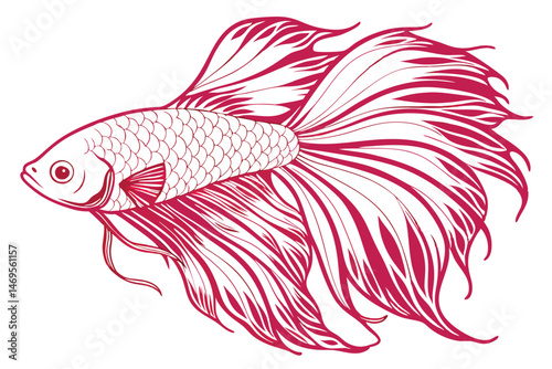 54 beautiful betta fish, intricate flowing fins, vibrant pink and white colors, detailed scales, photorealistic, high definition, 8k