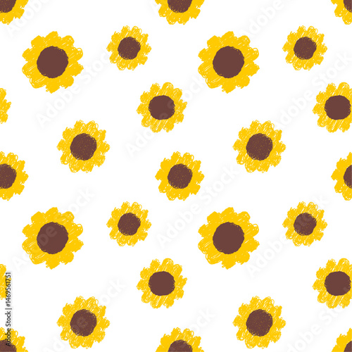 Seamless background with sunflowers.