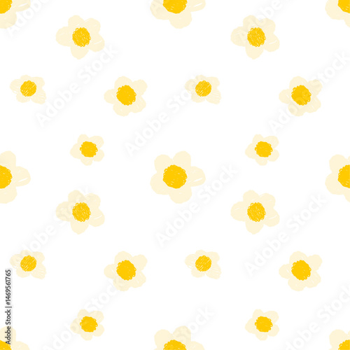 Seamless pattern with naive flowers. 