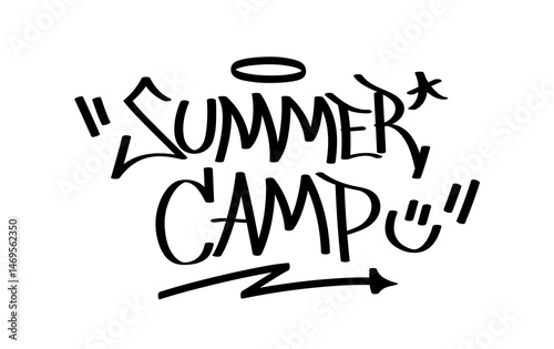 SUMMER CAMP black graffiti tag icon on transparent background