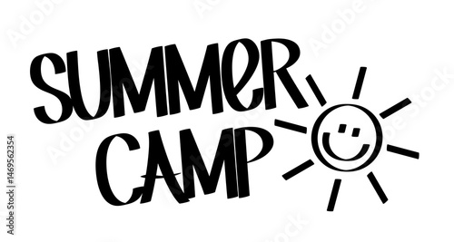 SUMMER CAMP black graffiti tag icon on transparent background