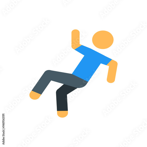 Illustration of a stick figure falling or tripping with arms and legs akimbo in a comical and exaggerated way