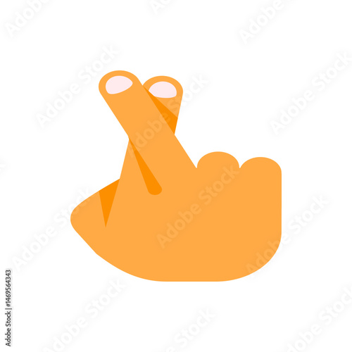 Illustration of a hand gesture with crossed fingers symbolizing wishing good luck or hoping for something specific