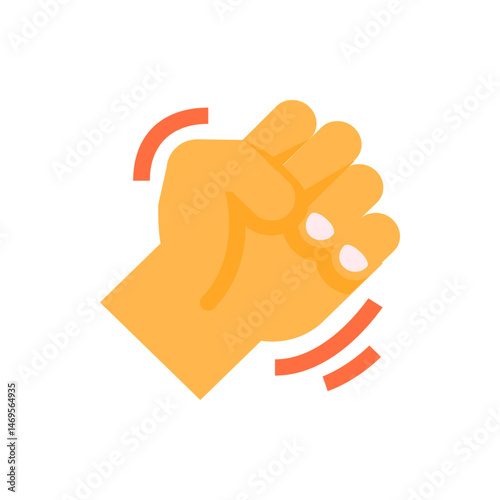 Illustration of a shaking hand with fingers visible and motion lines indicating movement on a white background