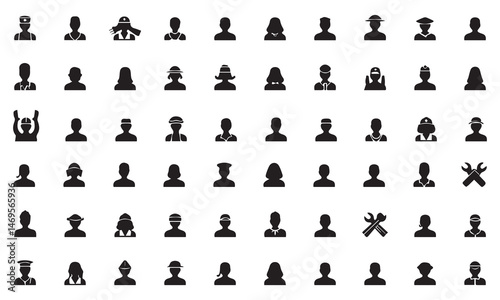 Silhouette Icons of Diverse Professions and Occupations – Vector Set of Workers and Job Roles