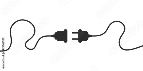 Electric socket icon in flat style. Connection and disconnection vector illustration on isolated background. Wire adapter sign business concept.