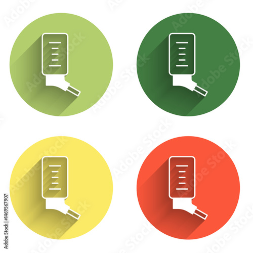Set Automatic drinker for small pets icon isolated with long shadow background. Color circle button. Vector