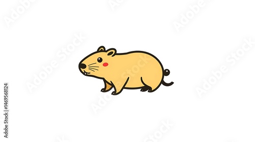 An adorable, charming Capybara pop art vector logo, featuring simple two-dimensional shapes, in a modern flat design on a white background