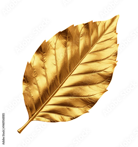 Golden Leaf, Isolated Transparent Background