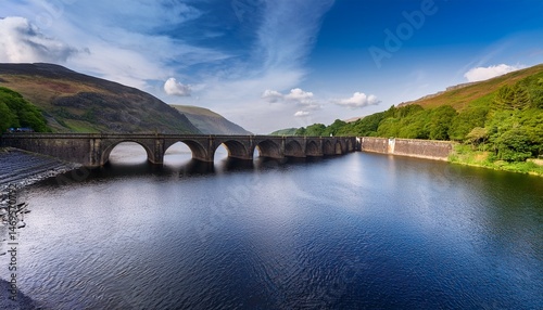 the bridge through the river craig goch dam elan valley
