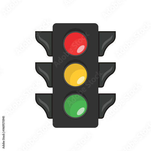 Traffic light icon in flat style. Stoplight vector illustration on isolated background. Semaphore sign business concept.
