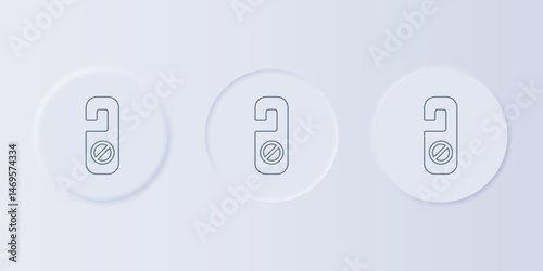 Grey Please do not disturb icon isolated on grey background. Hotel Door Hanger Tags. Set icons in square buttons. Vector