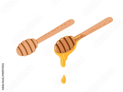 Spoons dripping with honey highlight sweetness in culinary creativity