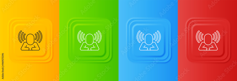 Fototapeta premium White Head hunting icon isolated on colorful background. Business target or Employment sign. Human resource and recruitment for business. Set icons in square buttons. Vector