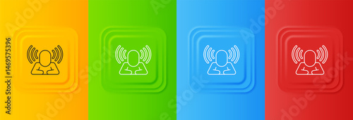 White Head hunting icon isolated on colorful background. Business target or Employment sign. Human resource and recruitment for business. Set icons in square buttons. Vector