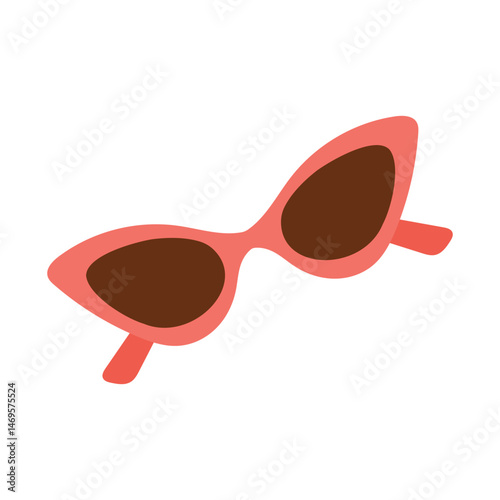 Retro red sunglasses. Stylish summer accessory. Isolated vector on white.
