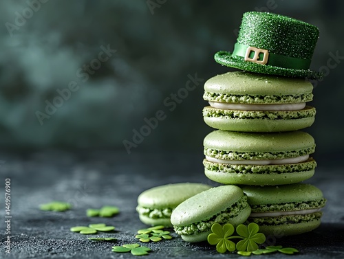 Obraz na płótnie Green and St Patrick s Day hat on a blank gift card w salonie