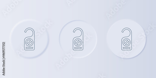 Grey Please do not disturb icon isolated on grey background. Hotel Door Hanger Tags. Set icons in square buttons. Vector