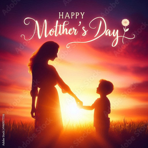Mother day mother's day love silhouette design 