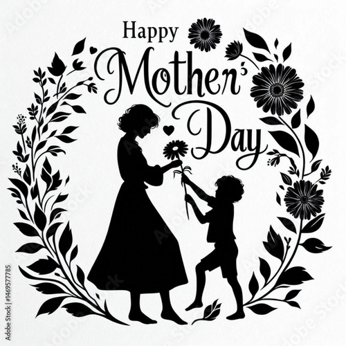 Mother day mother's day love silhouette design 